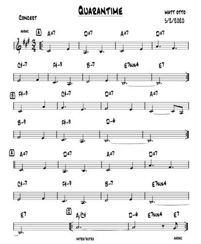 "Quarantime"; an original composition using the 7 chords found in the Major scale.